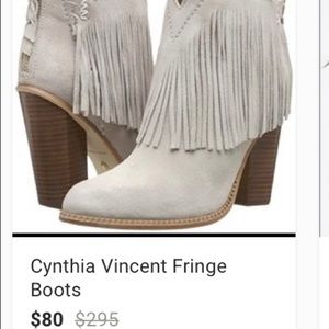 NWOT white fringe boots
